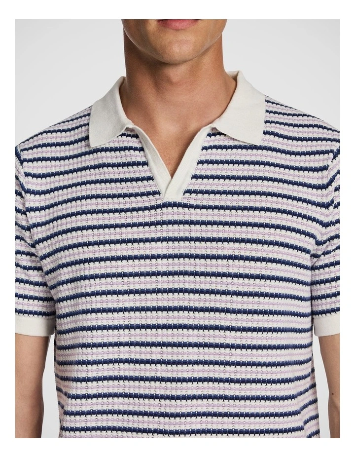 Haze Knitted Polo Shirt in Multi image 3