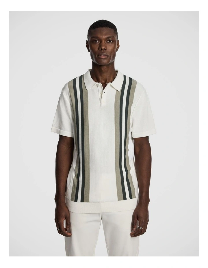Sampson Knited Polo Shirt in White image 1