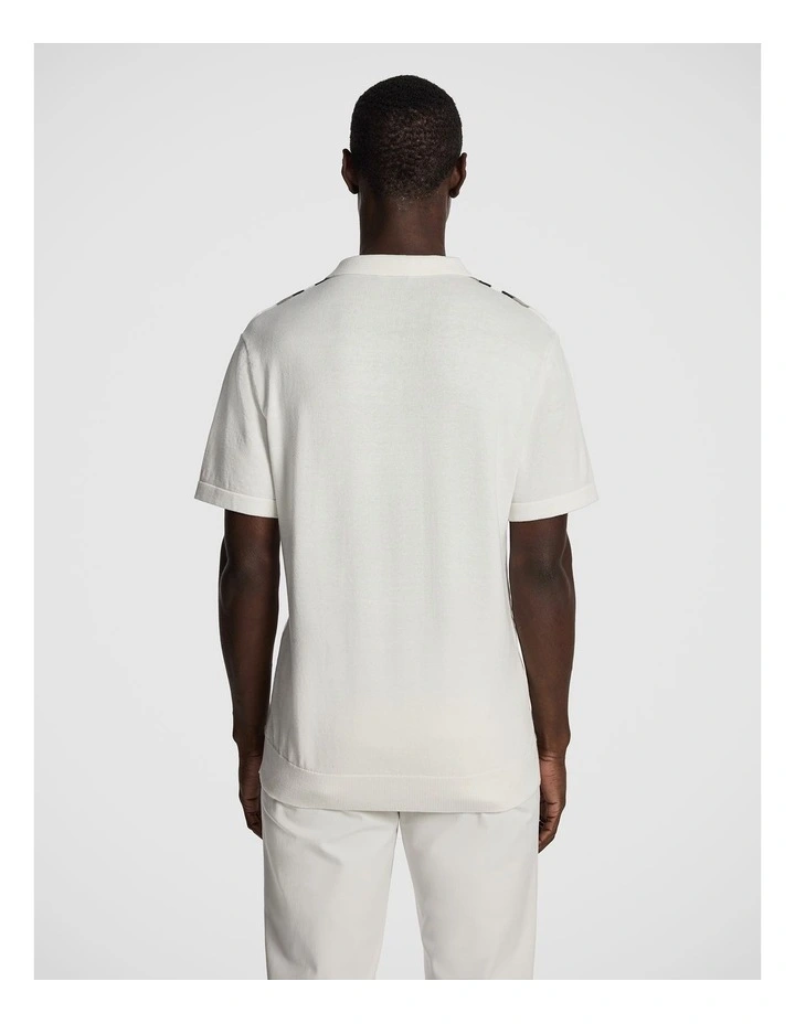 Sampson Knited Polo Shirt in White image 2