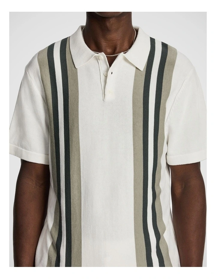 Sampson Knited Polo Shirt in White image 3