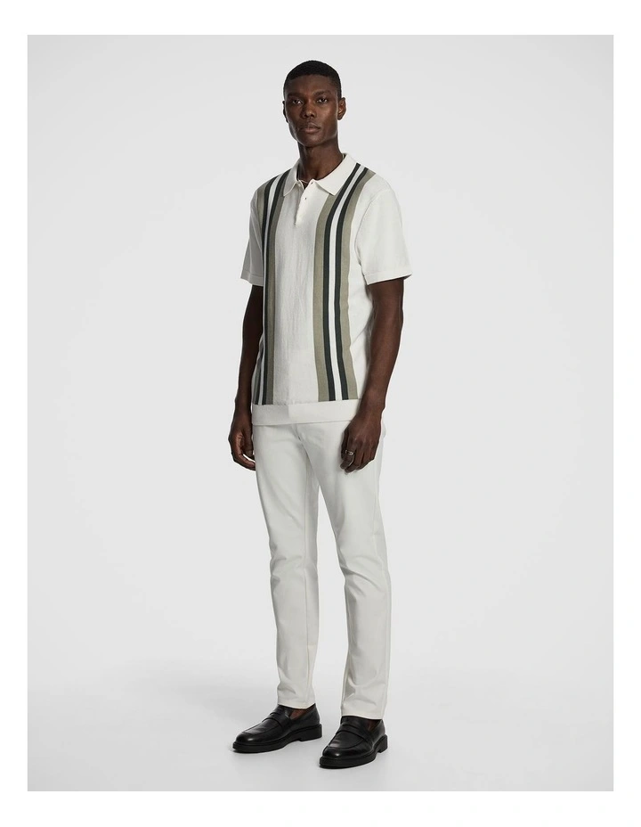 Sampson Knited Polo Shirt in White image 4