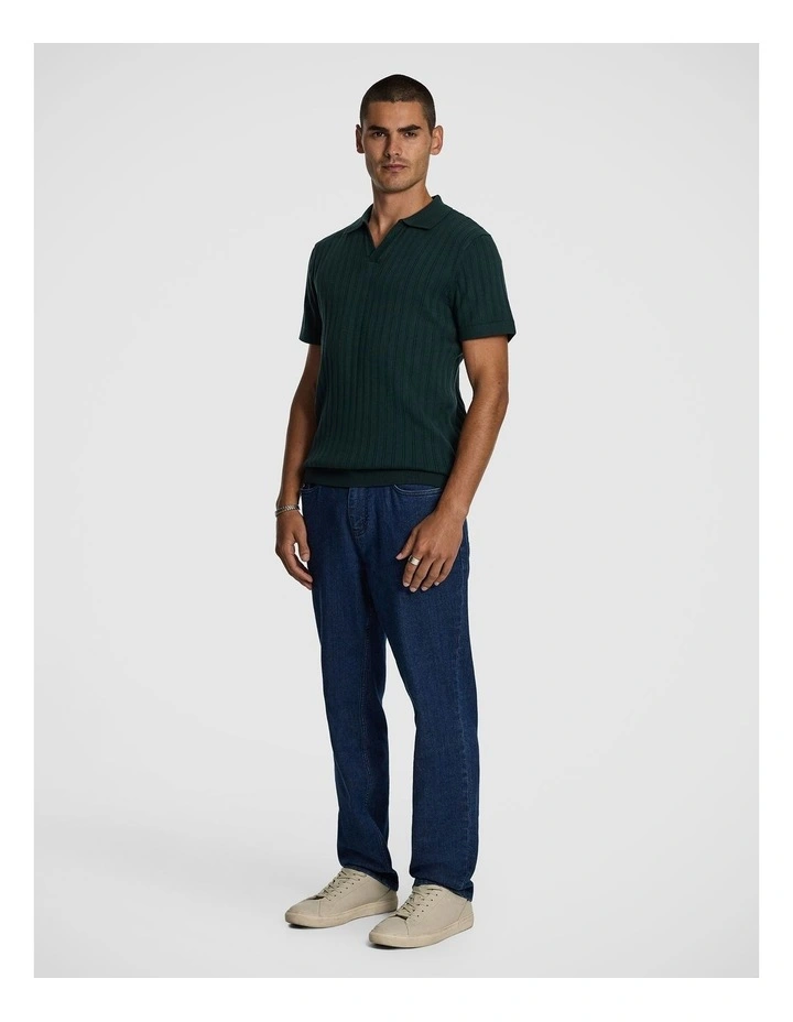 Notts Knitted Polo Shirt in Forest image 4