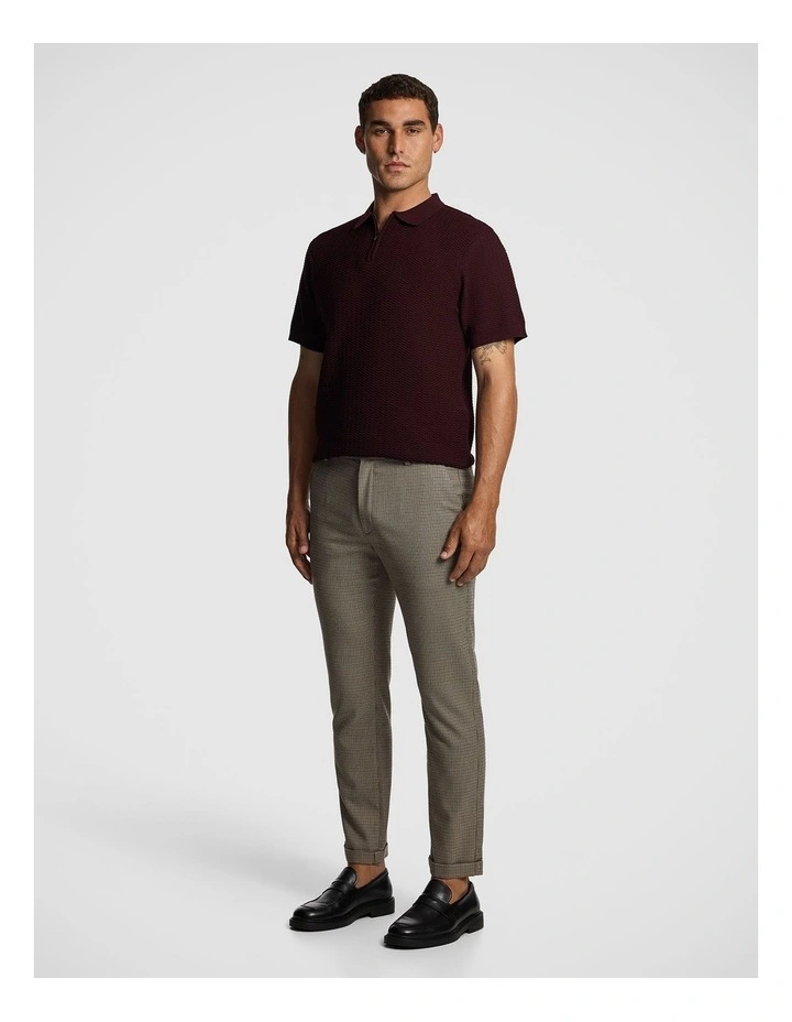 Wesley Knitted Polo Shirt in Burgundy image 4