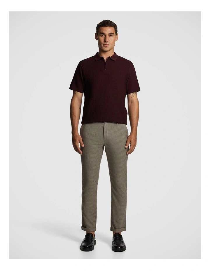 Wesley Knitted Polo Shirt in Burgundy image 5