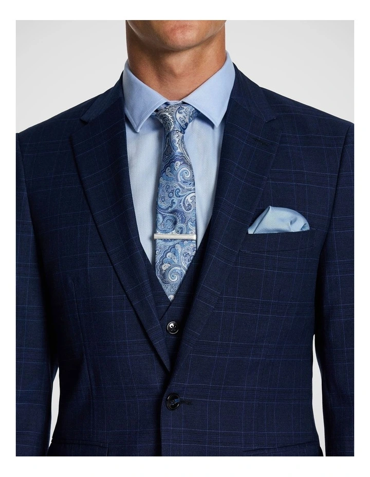 Bernardo Check Slim Suit Jacket in Navy image 3