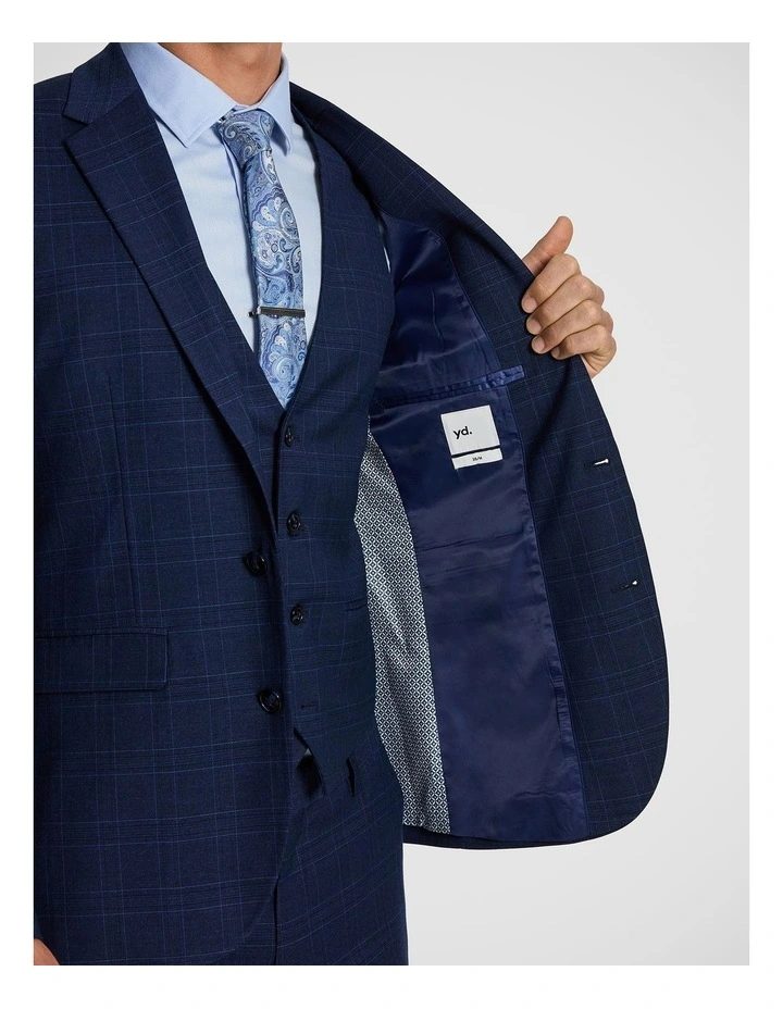 Bernardo Check Slim Suit Jacket in Navy image 4
