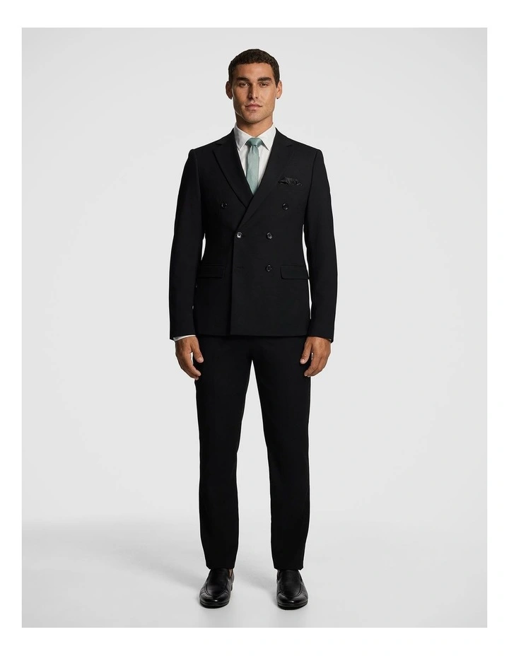 Dante Double Breasted Stretch Suit Jacket in Black image 2