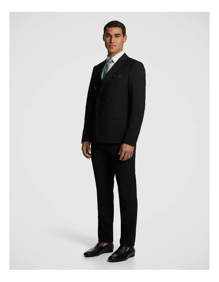 Dante Double Breasted Stretch Suit Jacket in Black image 4
