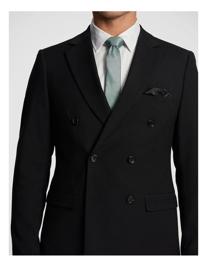 Dante Double Breasted Stretch Suit Jacket in Black image 5
