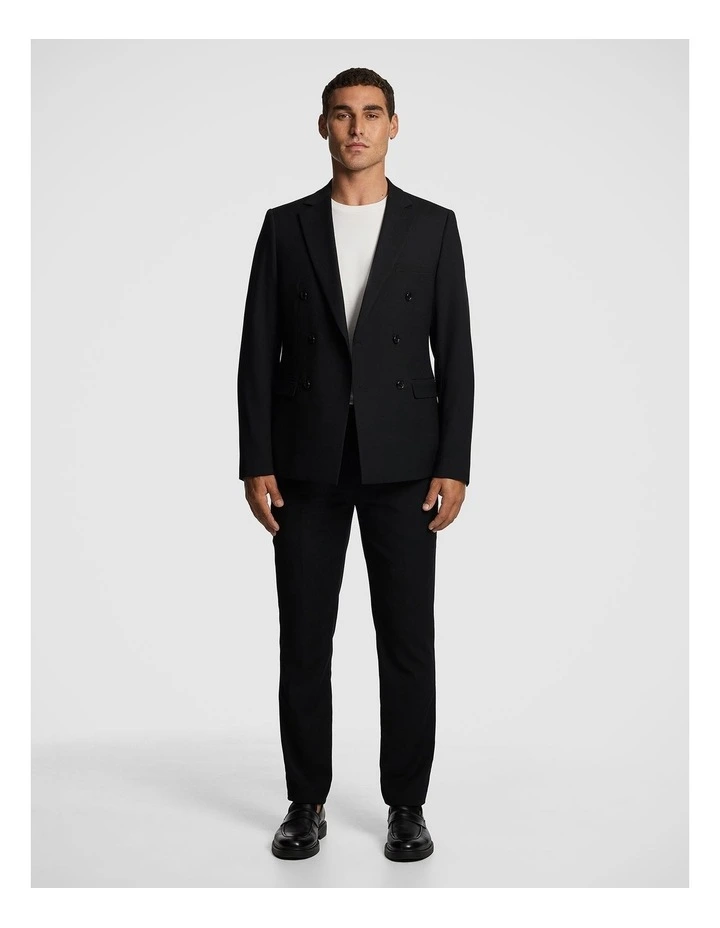 Dante Double Breasted Stretch Suit Jacket in Black image 6