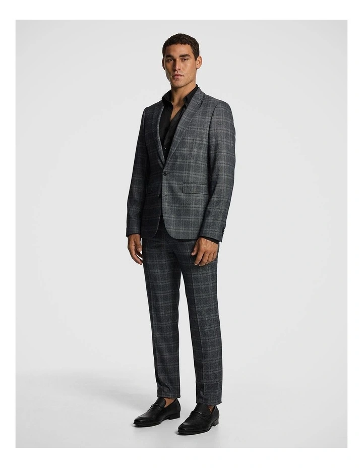 Cassius Slim Fit Check Suit Jacket in Charcoal image 4