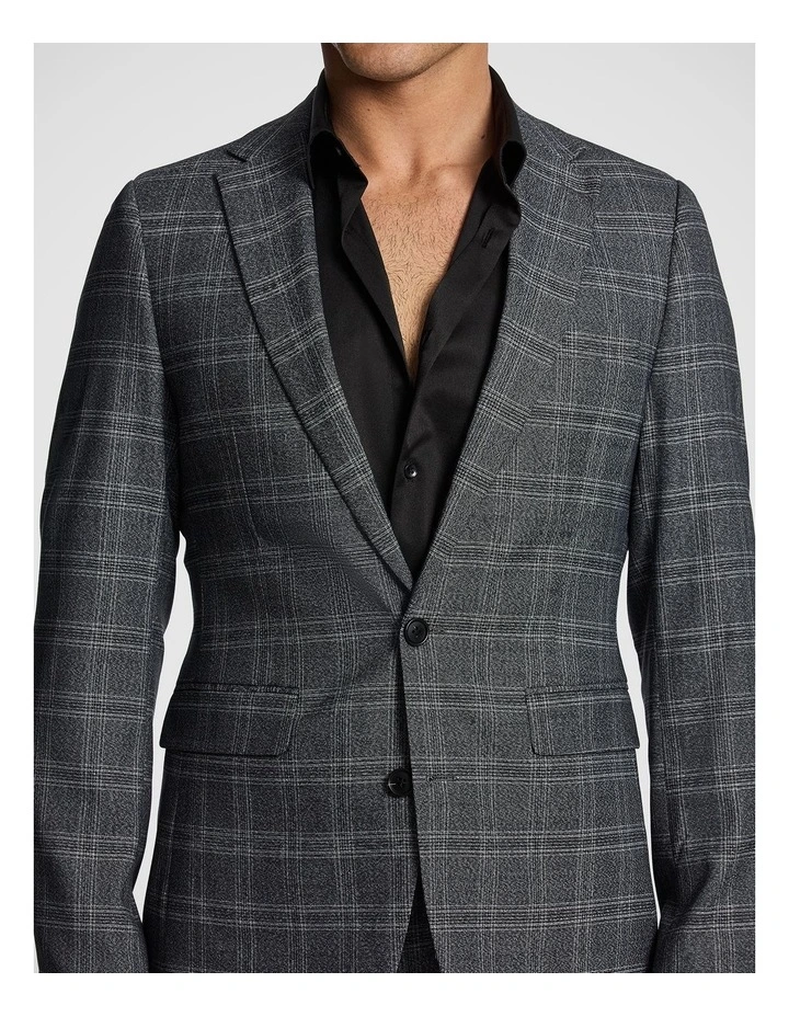 Cassius Slim Fit Check Suit Jacket in Charcoal image 5