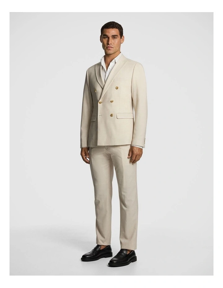 Koda Slim Fit Double Breasted Stretch Suit Jacket in Natural image 4