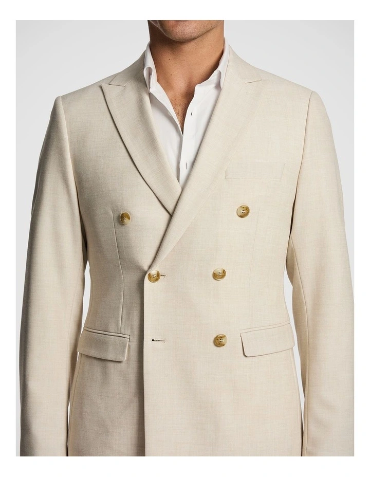 Koda Slim Fit Double Breasted Stretch Suit Jacket in Natural image 5