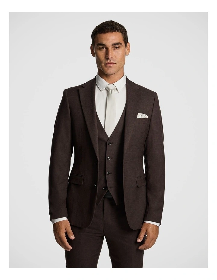 Luiji Slim Suit Jacket in Chocolate image 1