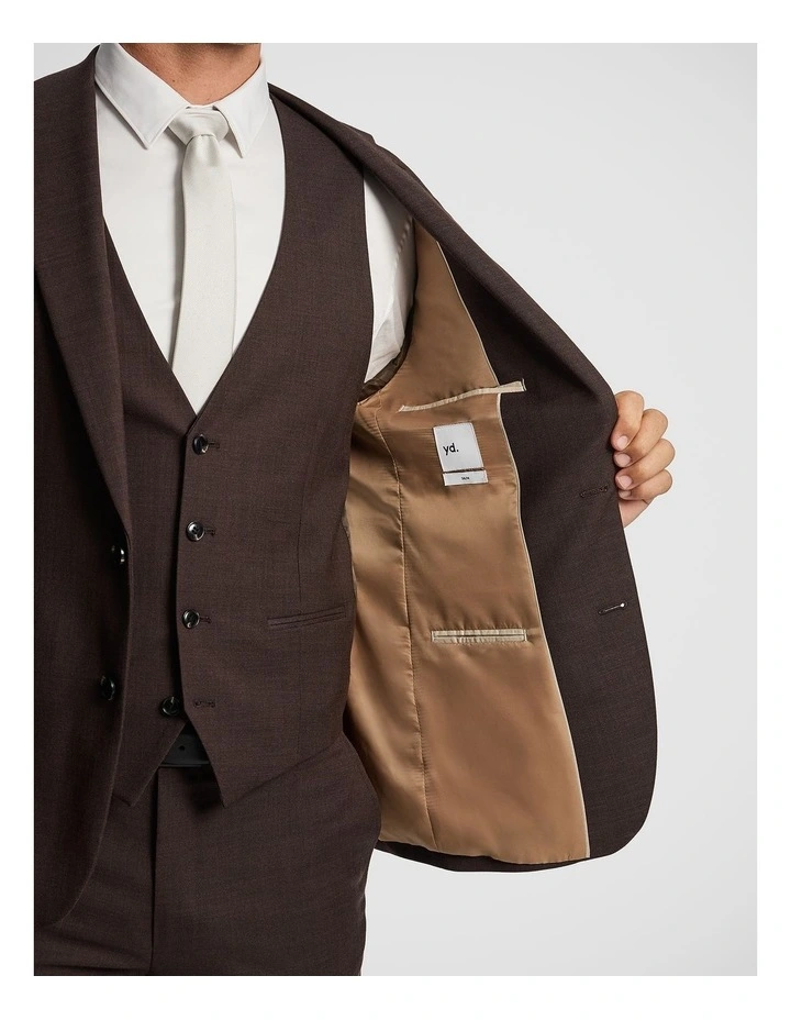 Luiji Slim Suit Jacket in Chocolate image 4