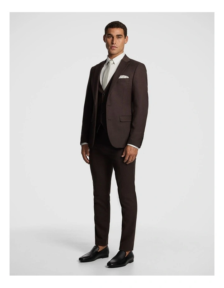 Luiji Slim Suit Jacket in Chocolate image 5