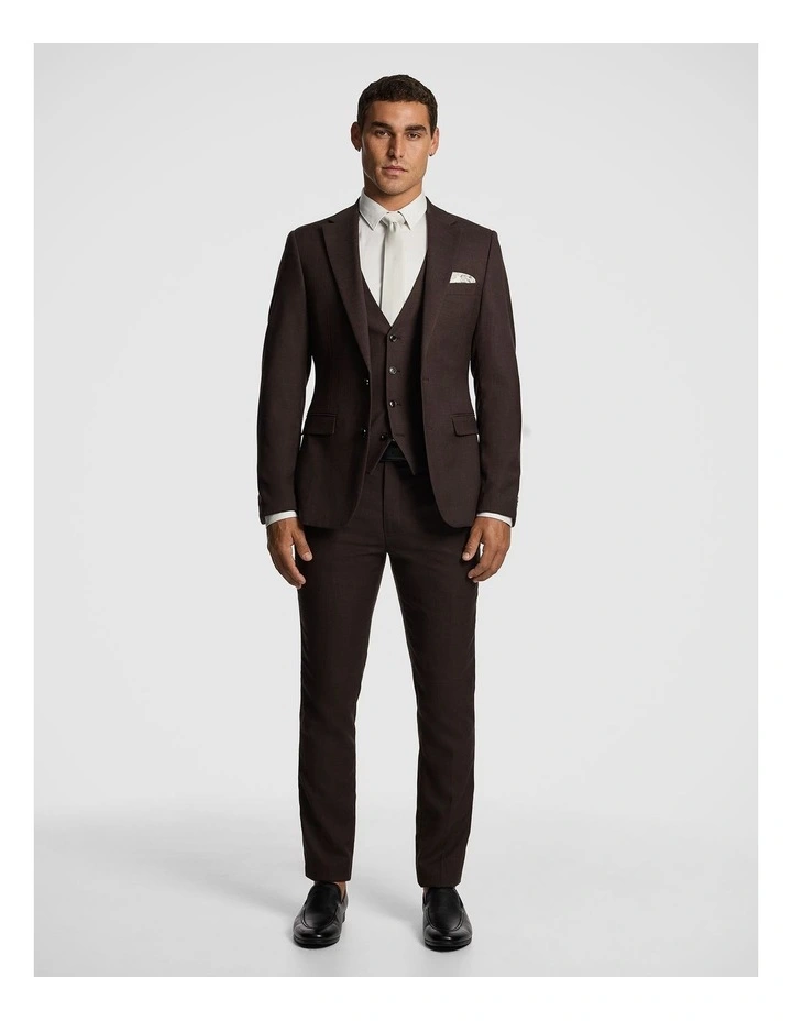 Luiji Slim Suit Jacket in Chocolate image 6