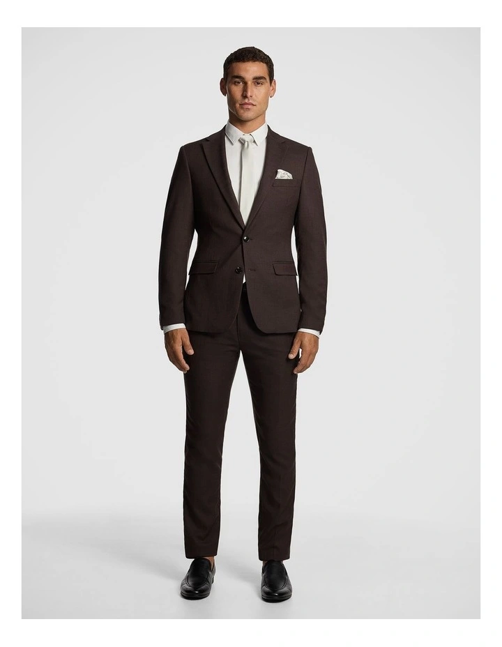 Luiji Slim Suit Jacket in Chocolate image 7