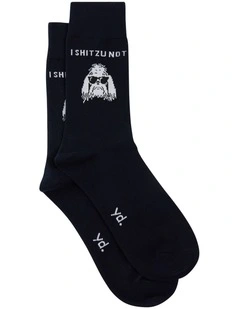 Dog Pun Sock in Navy