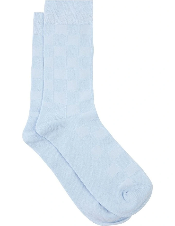 Check Texture Bamboo Sock in Light Blue image 1