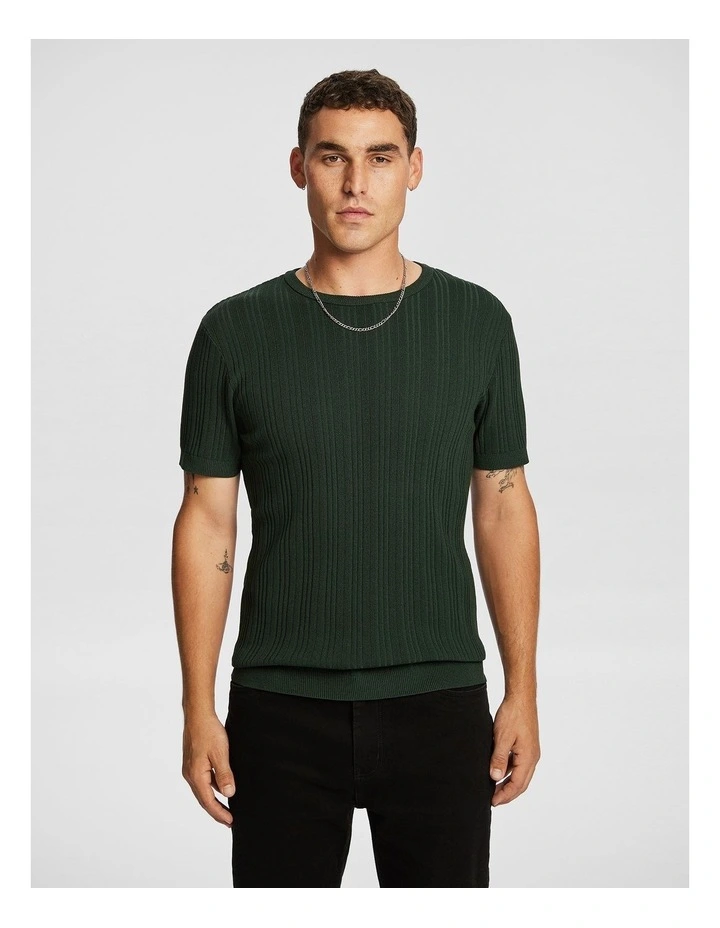 Alistar Knitted Tee in Forest image 1