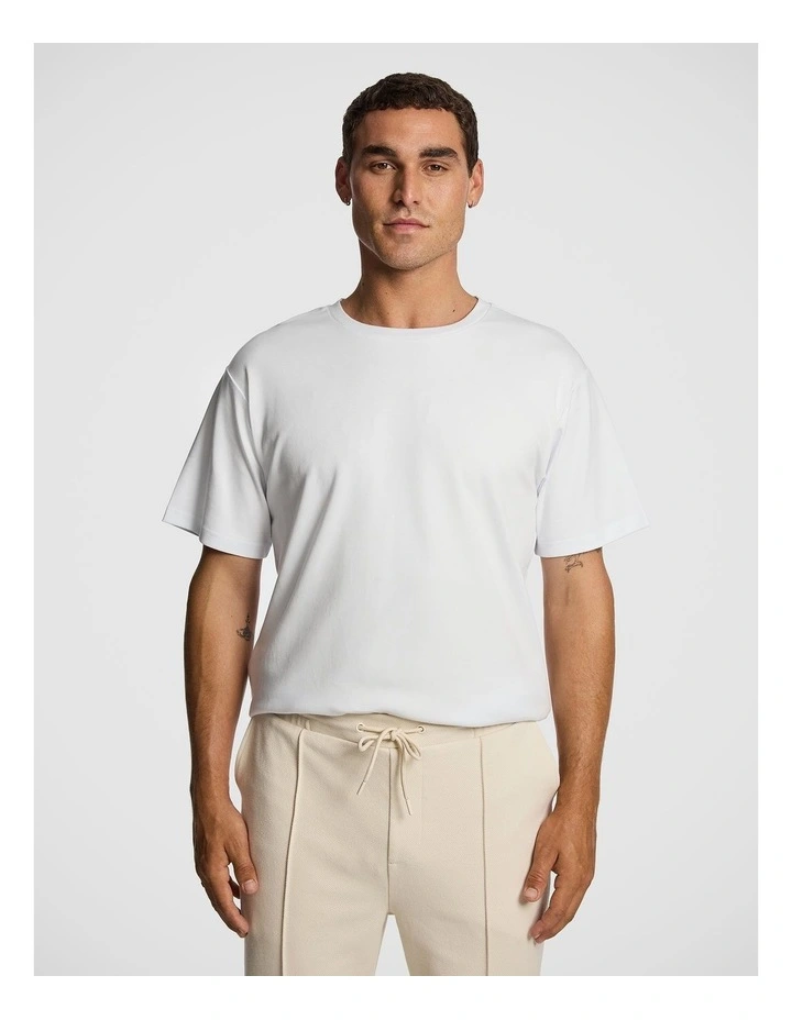 Zion Relaxed Mercerised Cotton Tee in White image 1