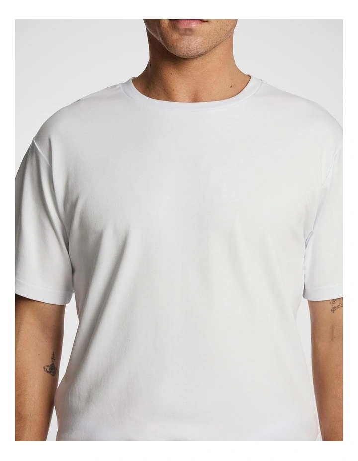 Zion Relaxed Mercerised Cotton Tee in White image 3