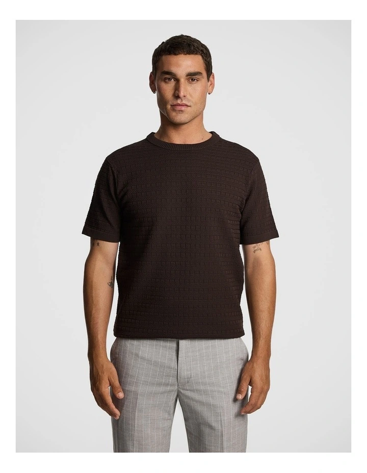 Amari Knitted Tee in Chocolate image 1