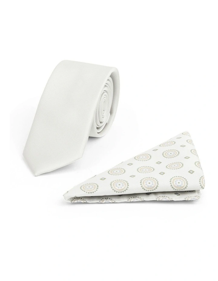 Bari Tie And Pocket Square Set in Natural image 1