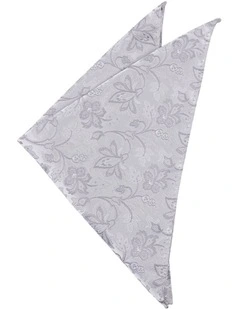 Vernazza Floral Pocket Square in Silver