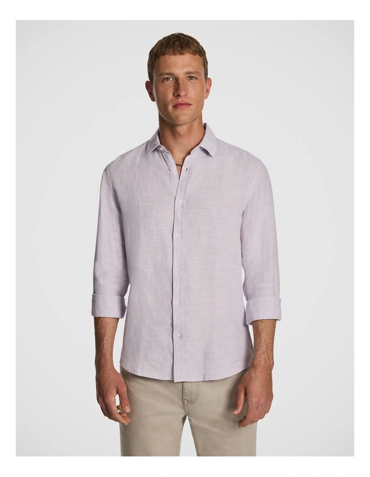 West Hampton Pure Linen Shirt in Lilac image 1