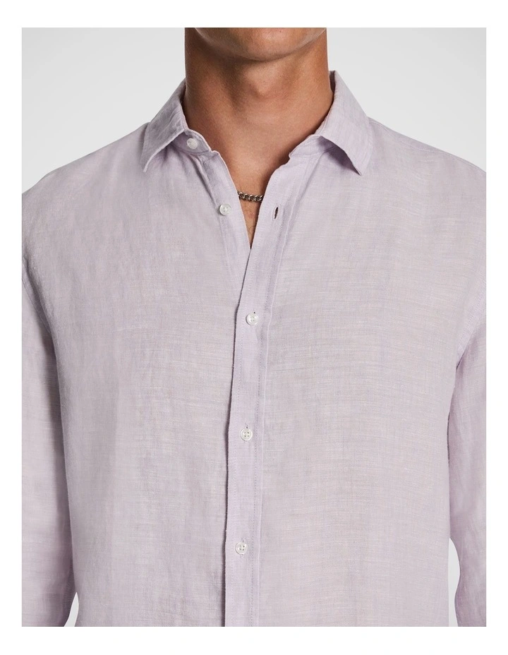 West Hampton Pure Linen Shirt in Lilac image 3