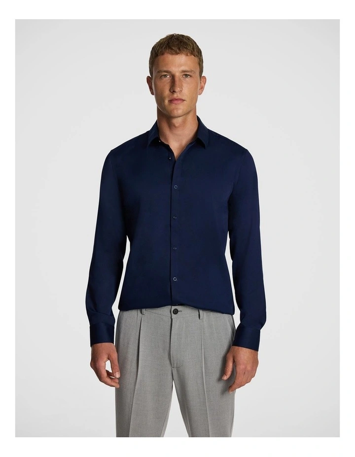 Heathcoat Slim Bamboo Shirt in Dark Blue image 1