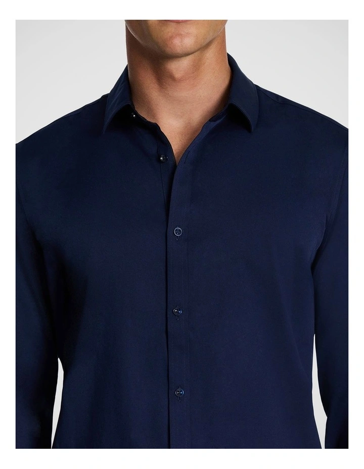 Heathcoat Slim Bamboo Shirt in Dark Blue image 3