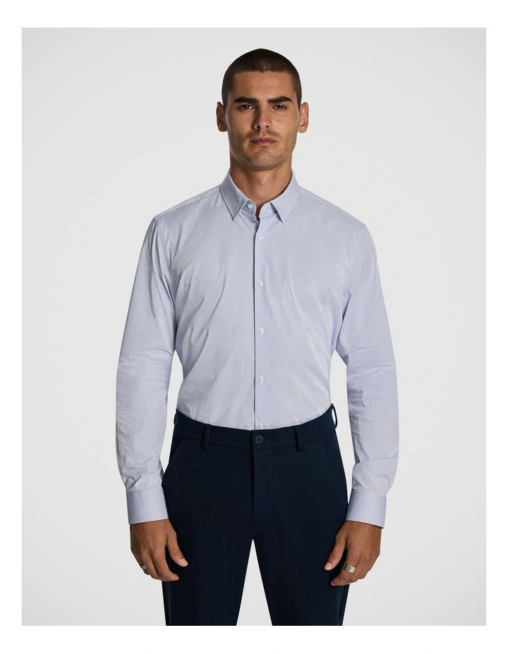 Irwin Check Bamboo Blend Slim Shirt in Light Blue image 1