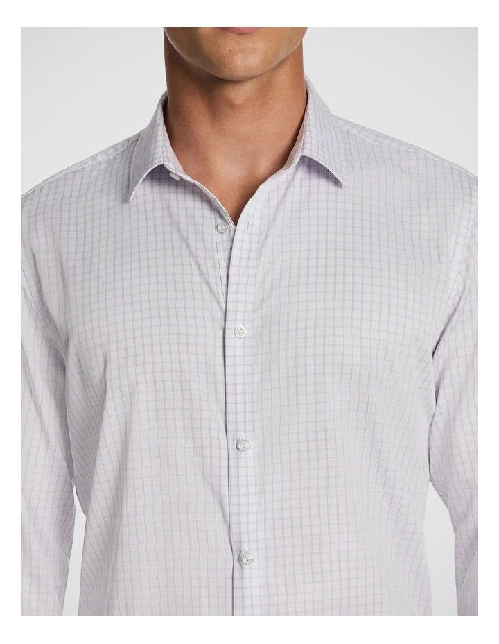 Forbes Check Bamboo Blend Slim Shirt in Lilac image 3