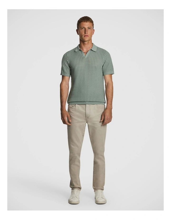 Ned Knitted Polo Shirt in Sage image 5