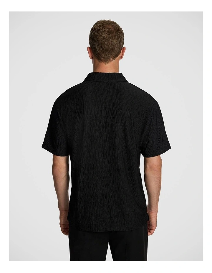 Diego Textured Polo Shirt in Black image 2