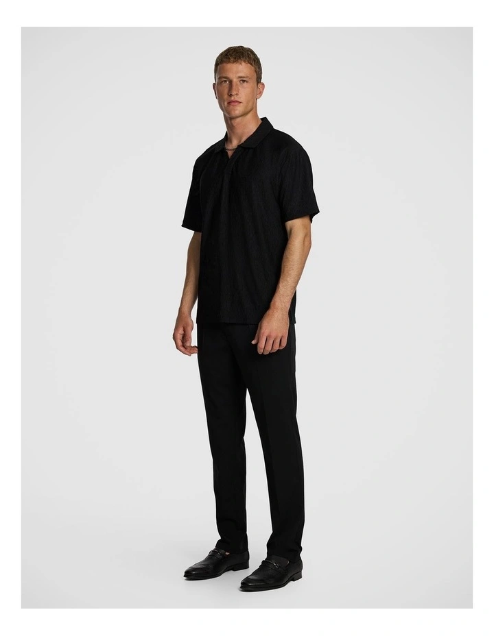 Diego Textured Polo Shirt in Black image 4