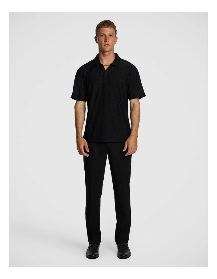 Diego Textured Polo Shirt in Black image 5