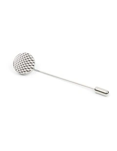 Textured Circle Lapel Pin in Silver