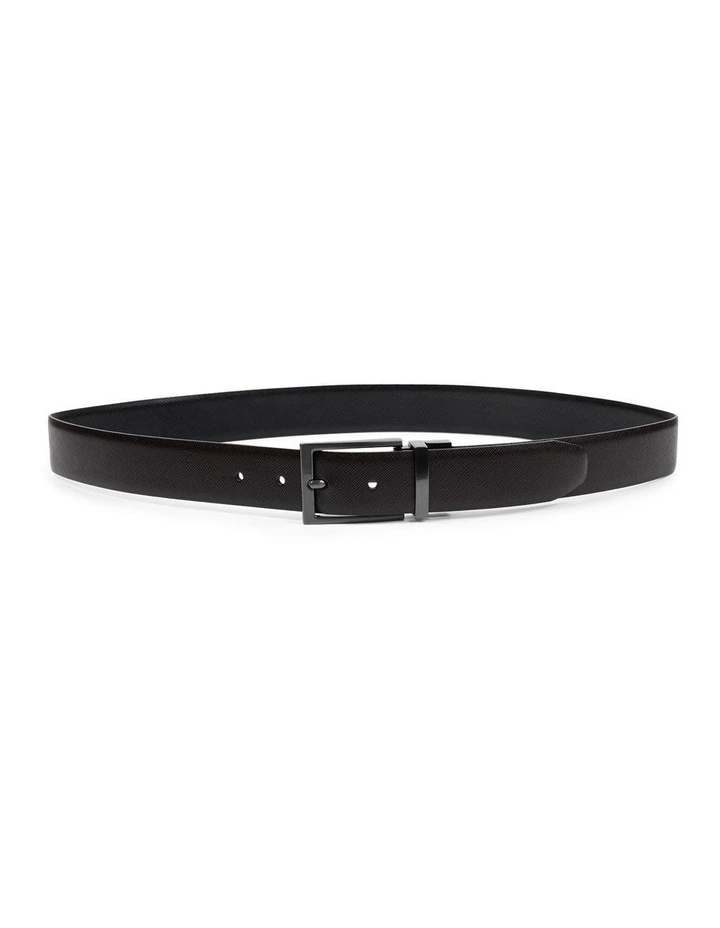 Riccardo Reversible Leather Belt in Choc/Black image 3