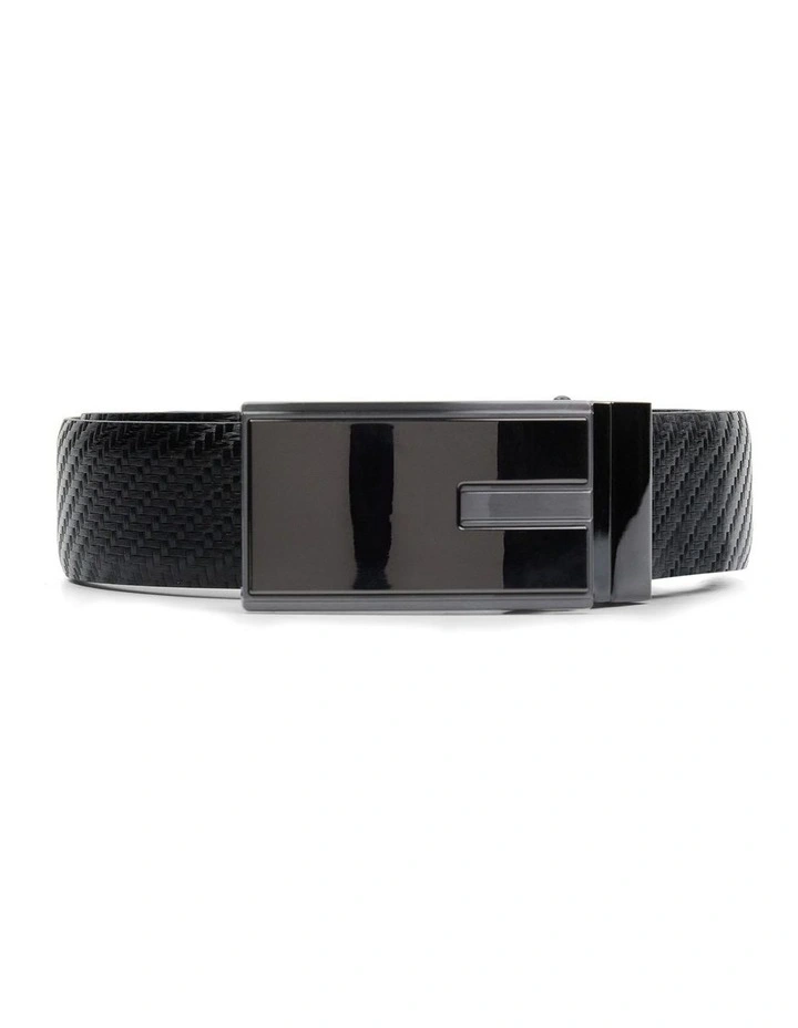 Luka Textured Reversible Belt in Black/Choc image 1