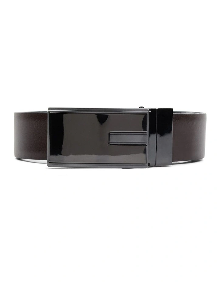 Luka Textured Reversible Belt in Black/Choc image 2
