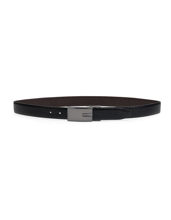Luka Textured Reversible Belt in Black/Choc image 3