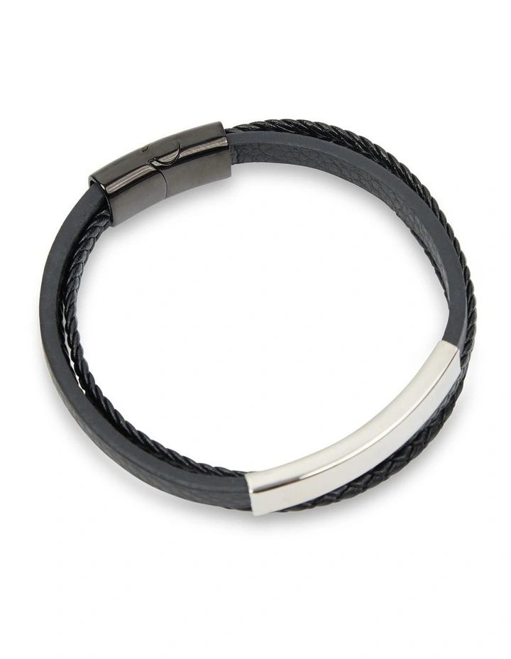 3 Piece Rope Bar Bracelet Set in Black image 1