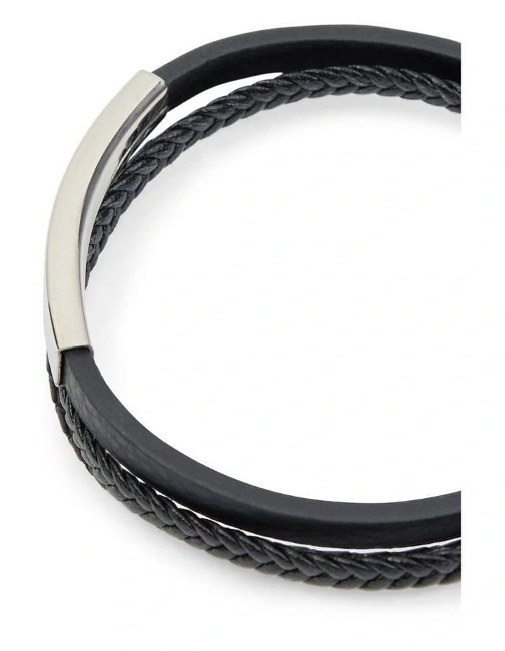 3 Piece Rope Bar Bracelet Set in Black image 2