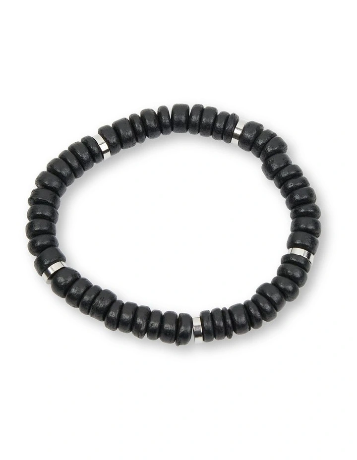 Beaded Stretch Bracelet in Black image 1