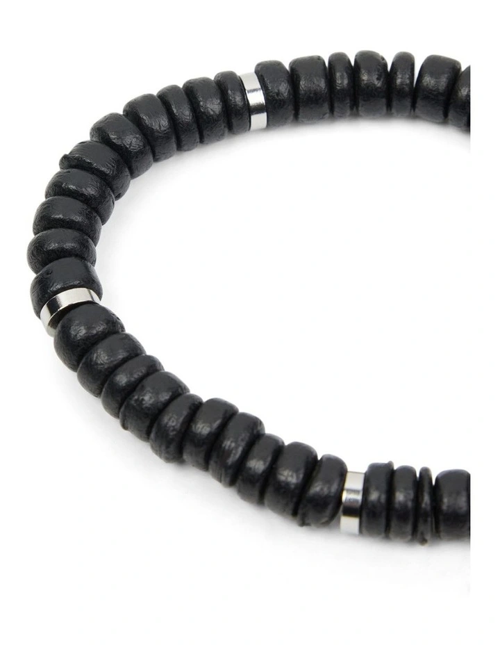 Beaded Stretch Bracelet in Black image 2